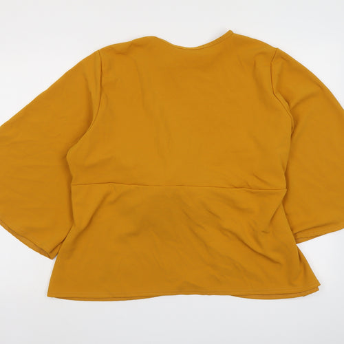 Boohoo Womens Yellow Polyester Basic Blouse Size 24 Round Neck