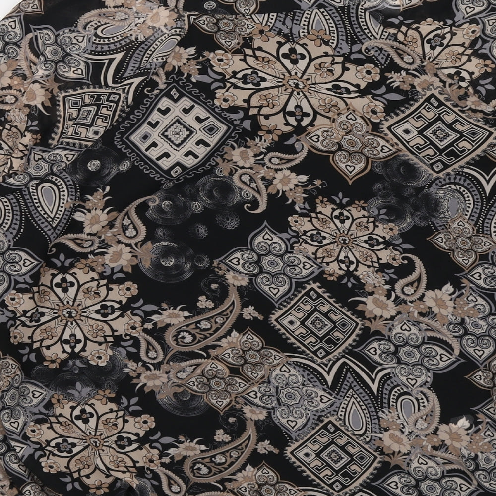 David Emanuel Womens Black Geometric Polyester Basic Blouse Size 20 Round Neck