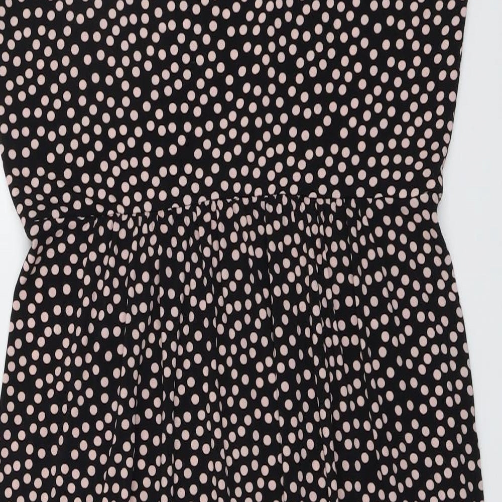 Kim&Co Womens Black Polka Dot Polyester Pinafore/Dungaree Dress Size L Round Neck Pullover