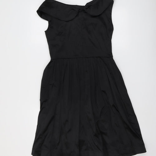 Emily and Fin Womens Black Polyester Fit & Flare Size 12 Off the Shoulder Zip - Flower Detail