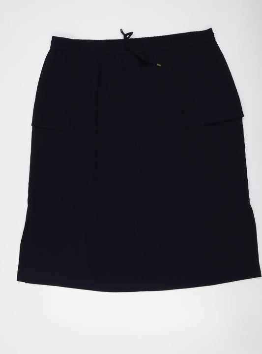 Marks and Spencer Womens Blue Polyester A-Line Skirt Size 24 Drawstring