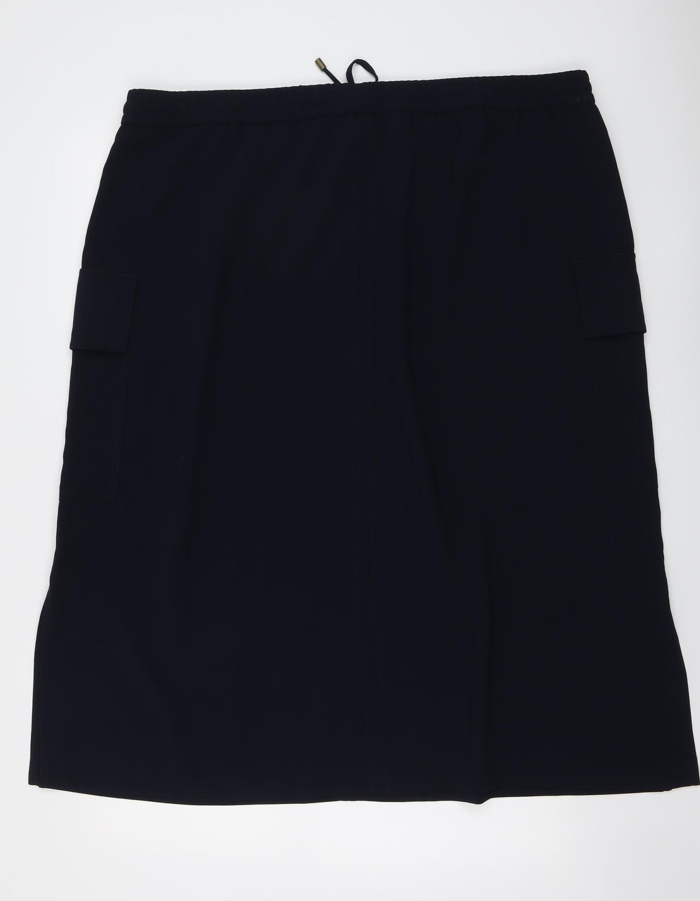 Marks and Spencer Womens Blue Polyester A-Line Skirt Size 24 Drawstring