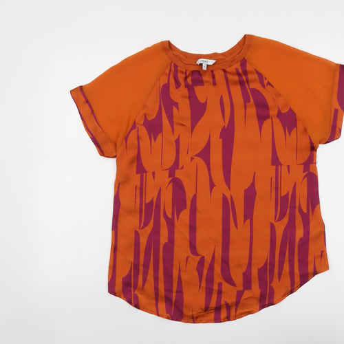 NEXT Womens Orange Geometric Polyester Basic T-Shirt Size 12 Round Neck