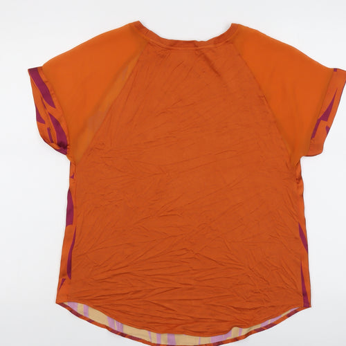 NEXT Womens Orange Geometric Polyester Basic T-Shirt Size 12 Round Neck