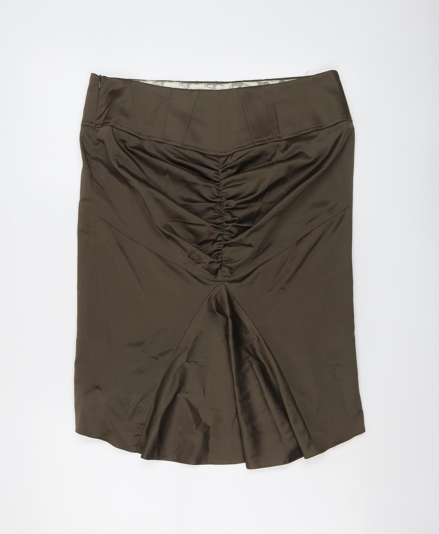 River Island Womens Brown Cotton Bandage Skirt Size 14 Zip