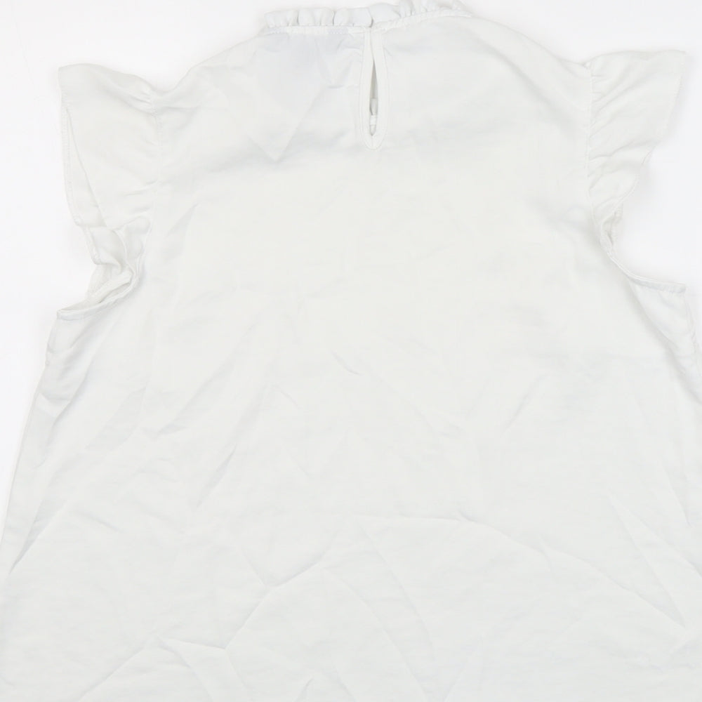 New Look Womens White Polyester Basic Tank Size 12 Round Neck