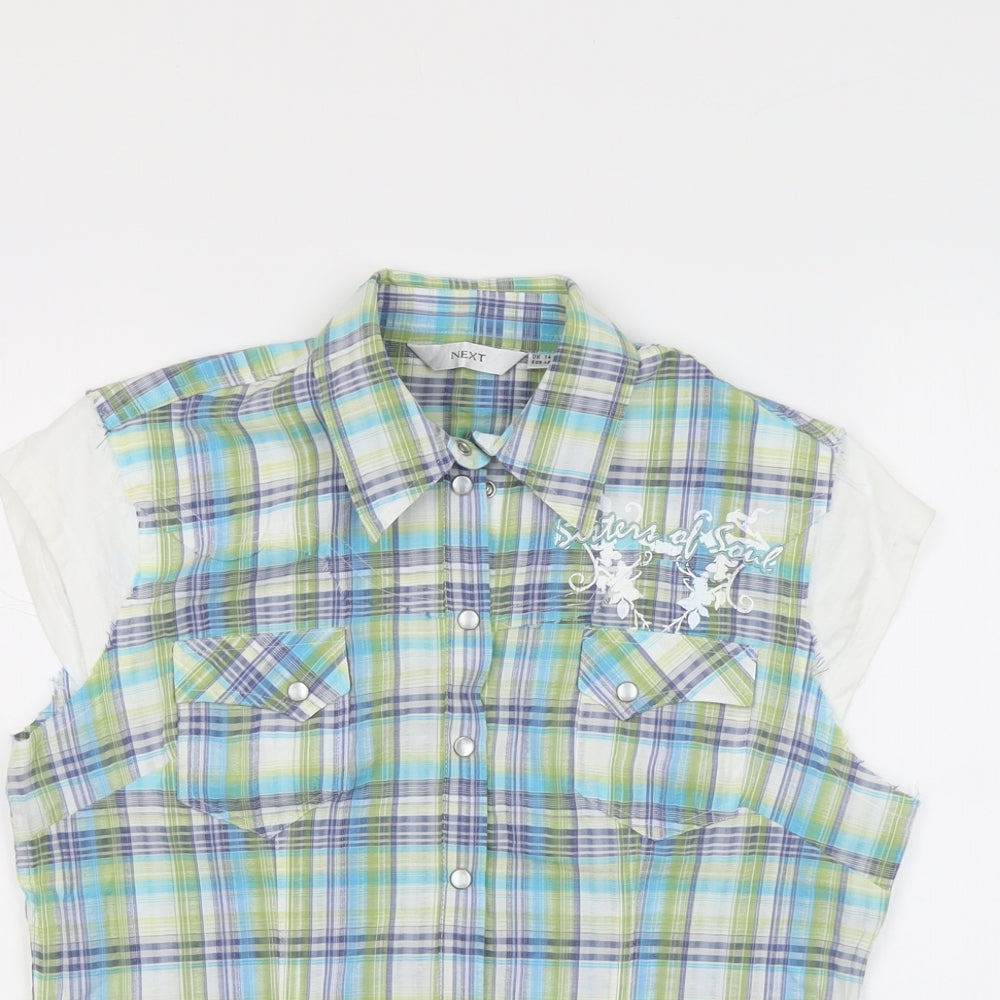 NEXT Womens Multicoloured Plaid Polyester Basic Button-Up Size 14 Collared - Sisters of Soul