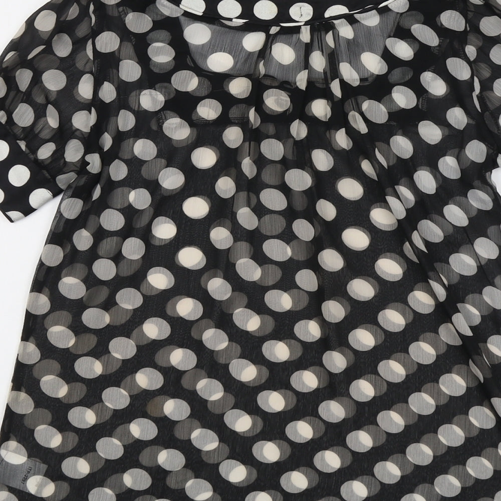 Influence Womens Black Polka Dot Polyester Basic Blouse Size 10 Square Neck