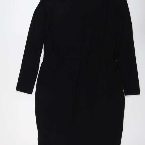 Marks and Spencer Womens Black Polyester A-Line Size 12 Cowl Neck Pullover