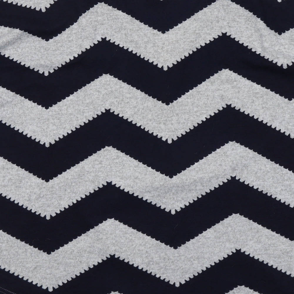 Izabel Womens Blue V-Neck Geometric Polyester Pullover Jumper Size 10