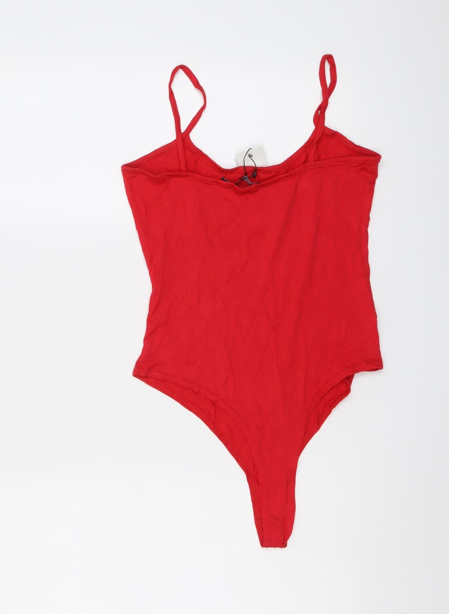 Boohoo Womens Red Viscose Bodysuit One-Piece Size 12 Snap