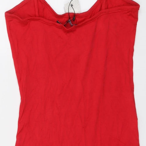 Boohoo Womens Red Viscose Bodysuit One-Piece Size 12 Snap