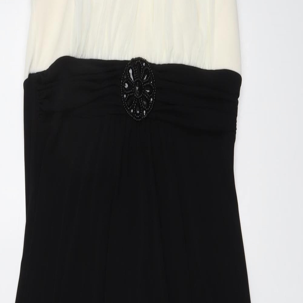 En Focus Womens Black Colourblock Polyester A-Line Size 10 Halter Pullover