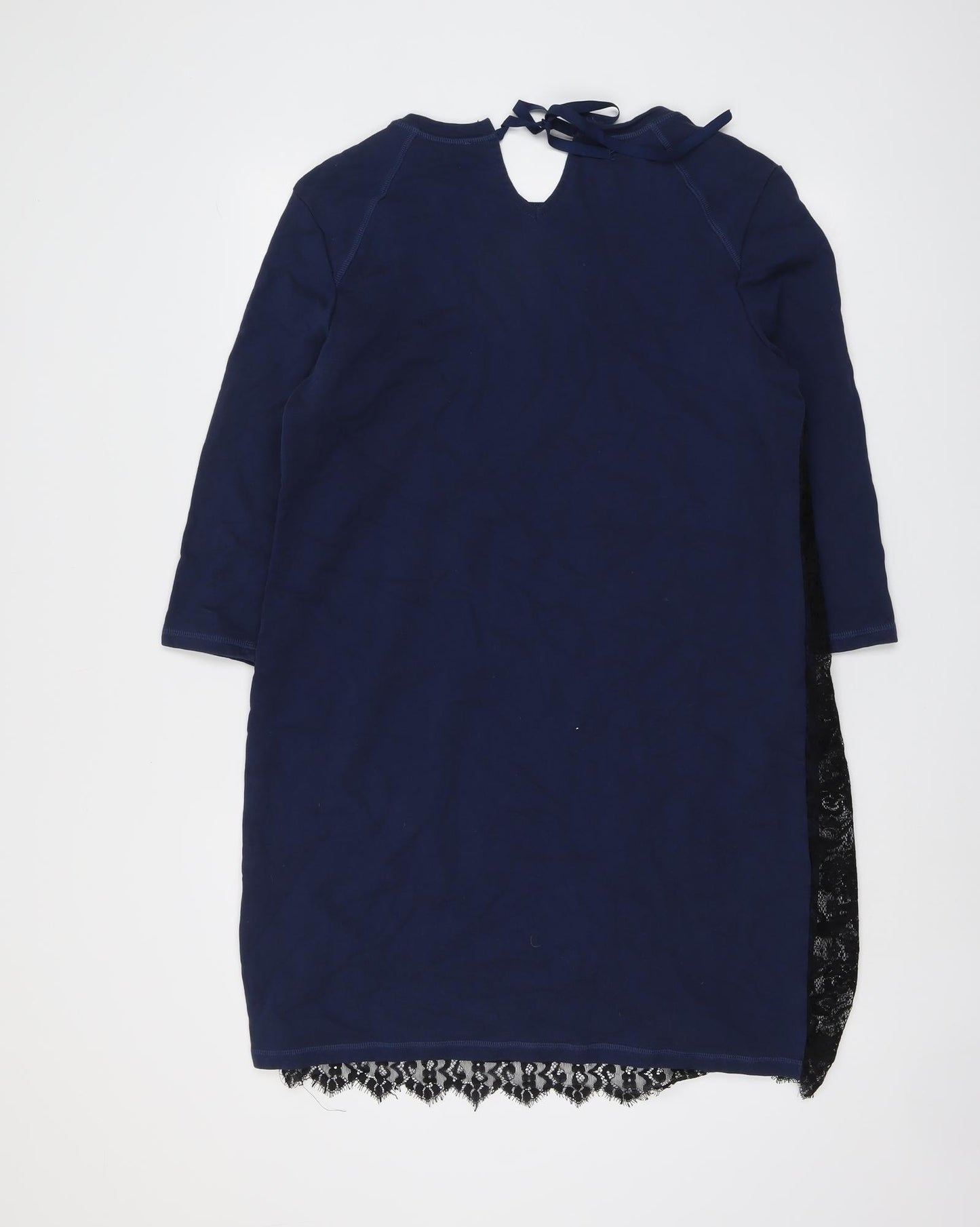 Per Una Womens Blue Geometric Cotton A-Line Size 16 Round Neck Pullover