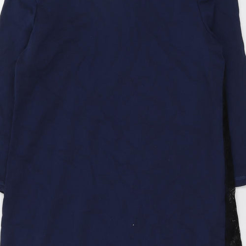 Per Una Womens Blue Geometric Cotton A-Line Size 16 Round Neck Pullover