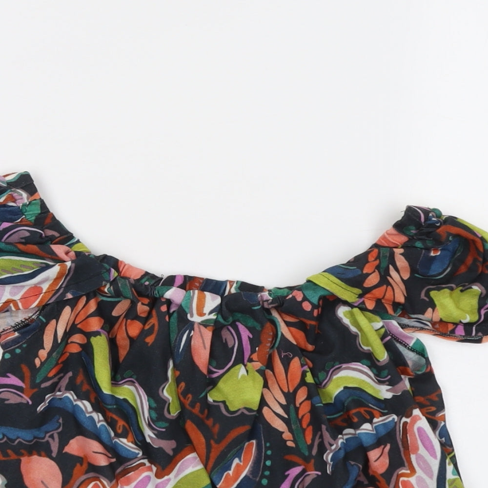 Zara Womens Multicoloured Geometric Polyester Cropped Tank Size S Round Neck