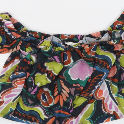 Zara Womens Multicoloured Geometric Polyester Cropped Tank Size S Round Neck