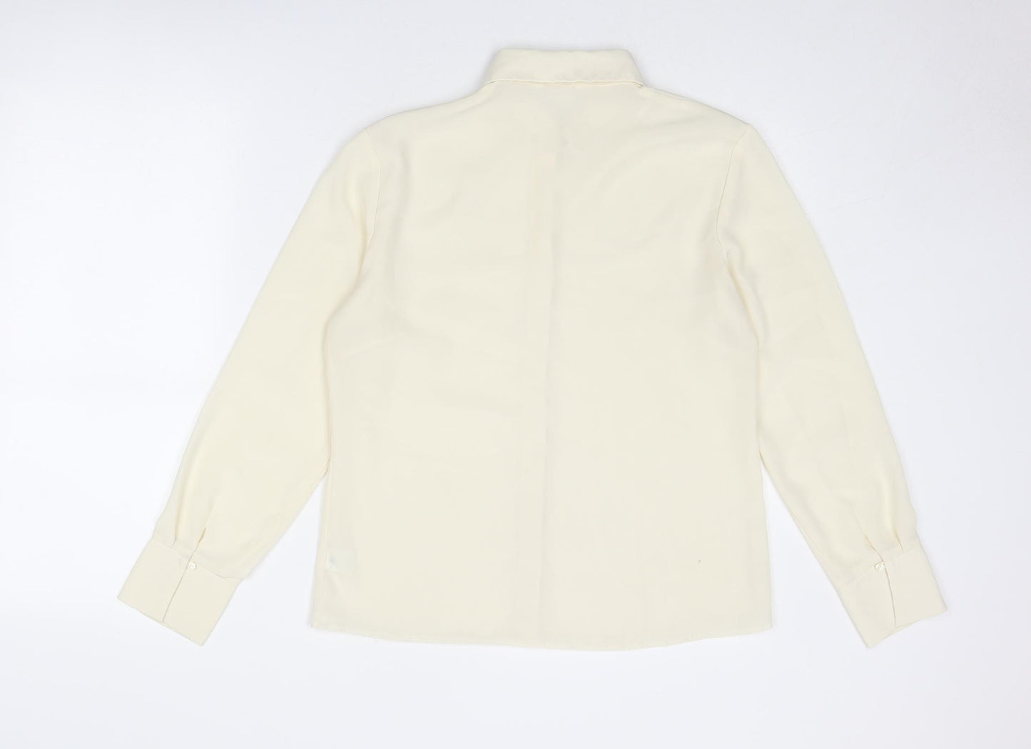 New Look Womens Ivory Polyester Basic Button-Up Size 12 Collared