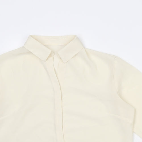 New Look Womens Ivory Polyester Basic Button-Up Size 12 Collared