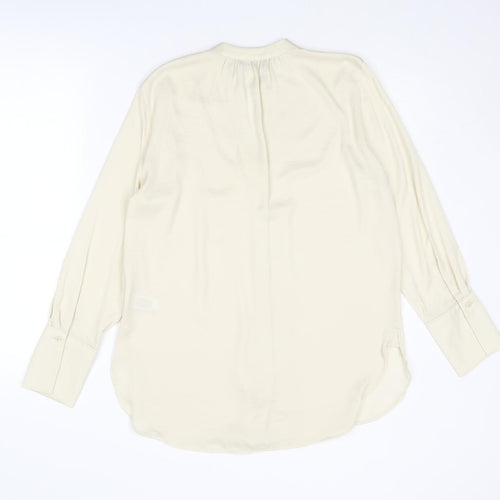 Marks and Spencer Womens Ivory Polyester Basic Blouse Size 8 V-Neck