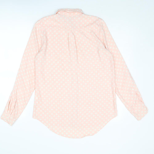 River Island Womens Pink Polka Dot Polyester Basic Button-Up Size 8 Collared