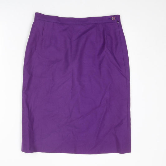 Jaeger Womens Purple Wool A-Line Skirt Size 10 Zip