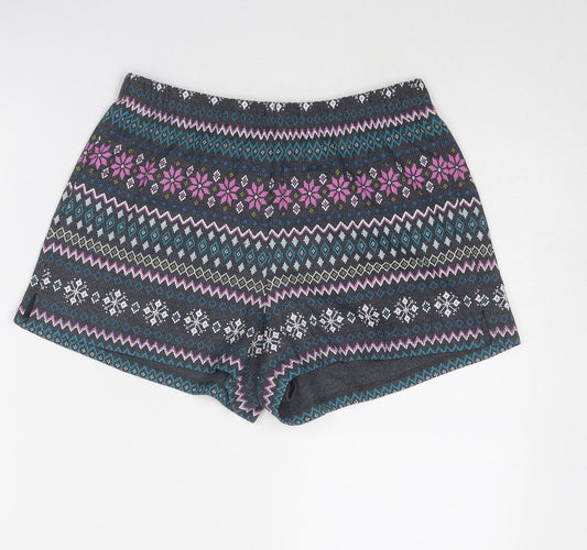 Marks and Spencer Womens Multicoloured Fair Isle Cotton Basic Shorts Size S Regular Pull On