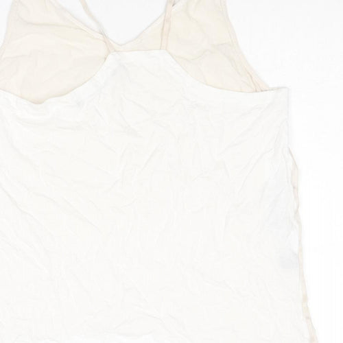 Comptoir des Cotonniers Womens Ivory Silk Camisole Tank Size L V-Neck