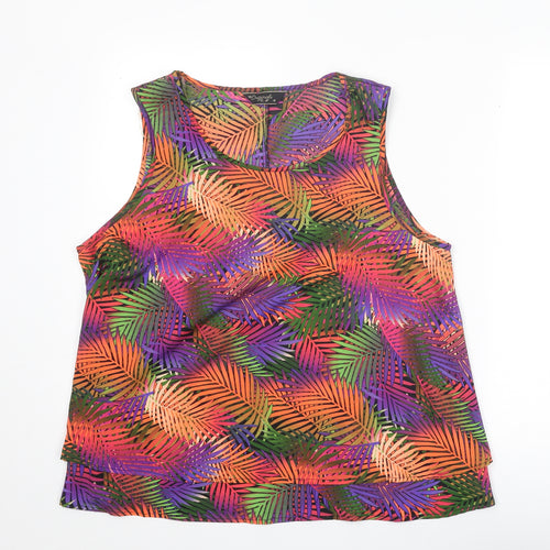 Originals Womens Multicoloured Geometric Polyester Basic Tank Size 18 Scoop Neck - Palm Print