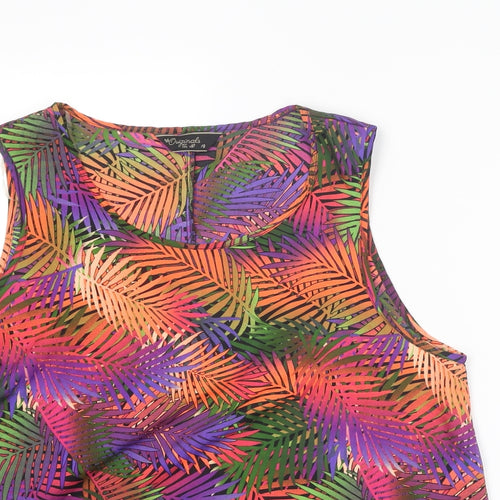 Originals Womens Multicoloured Geometric Polyester Basic Tank Size 18 Scoop Neck - Palm Print