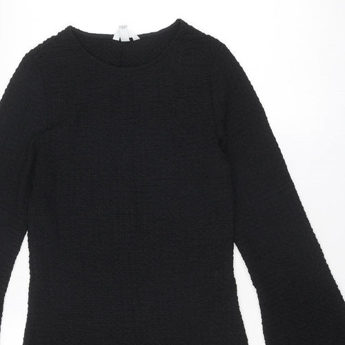 H&M Womens Black Polyester A-Line Size S Round Neck Pullover
