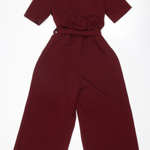 New Look Womens Red Polyester Jumpsuit One-Piece Size 8 Button