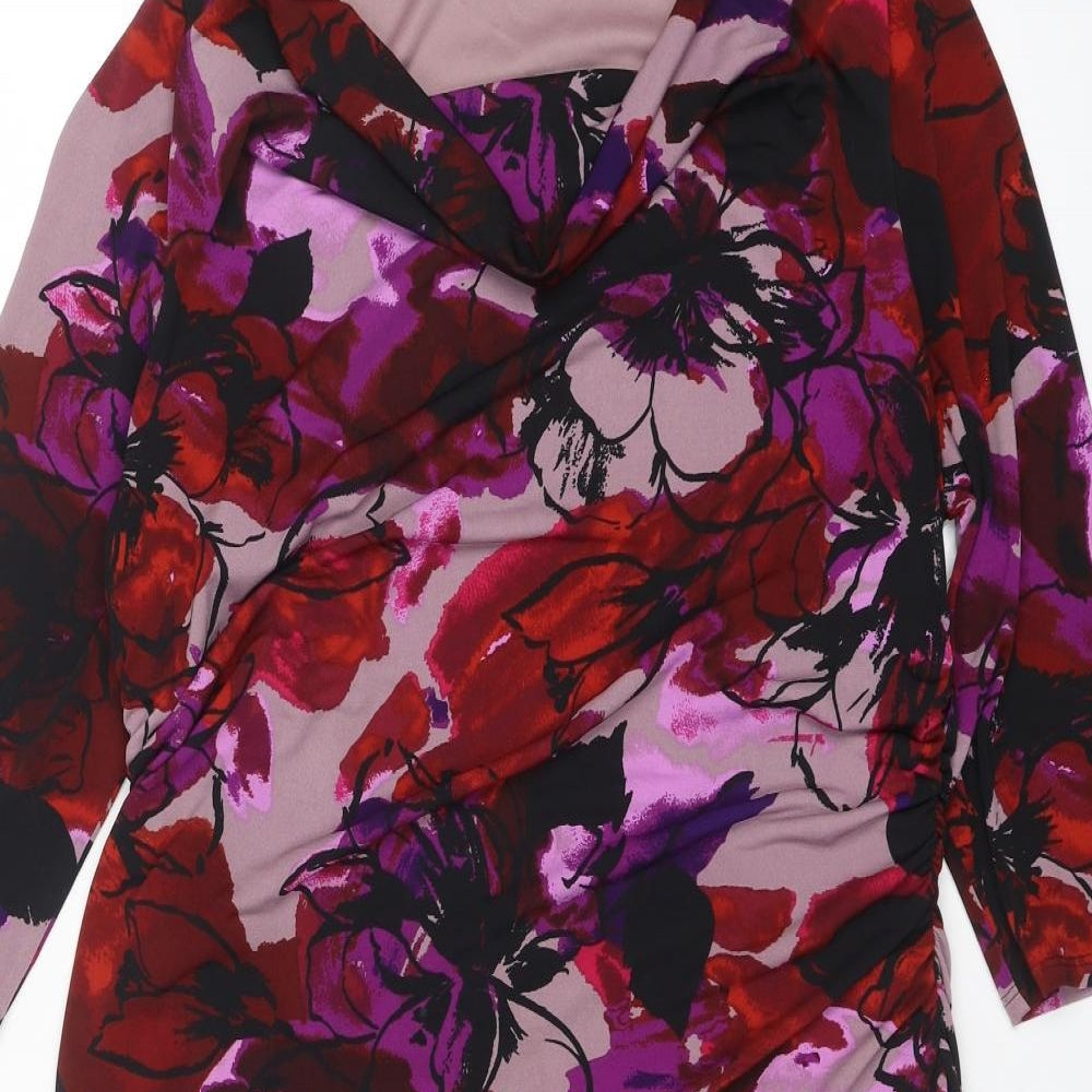 Kaliko Womens Multicoloured Floral Polyester A-Line Size 8 V-Neck Pullover