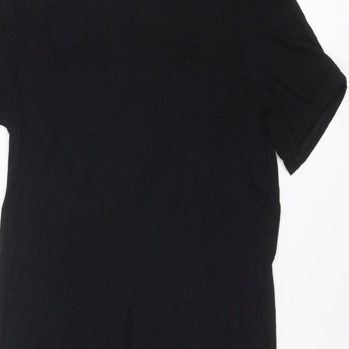 New Look Womens Black Viscose Tunic T-Shirt Size 8 Boat Neck - Open Front Longline