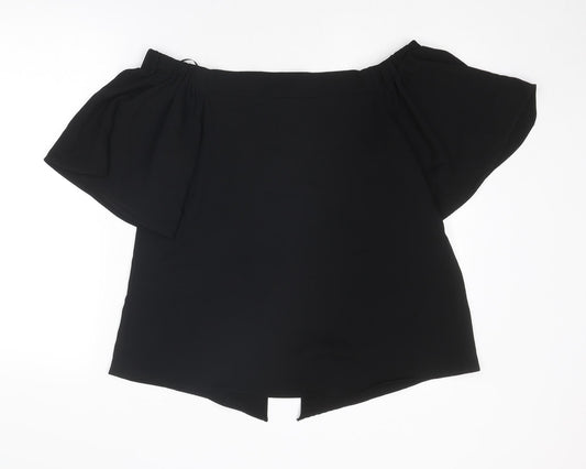 River Island Womens Black Polyester Basic Blouse Size 12 Off the Shoulder