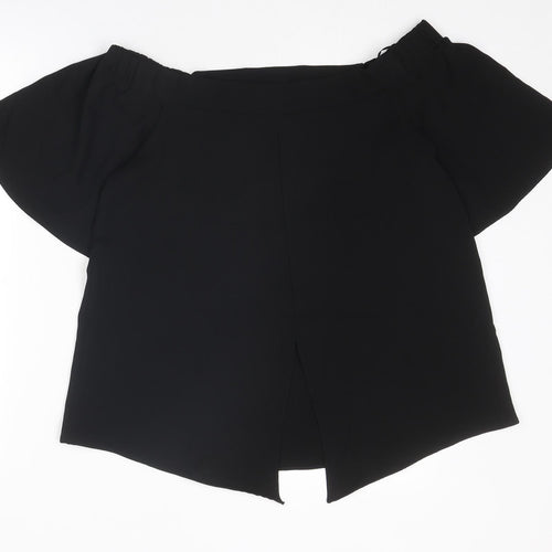 River Island Womens Black Polyester Basic Blouse Size 12 Off the Shoulder