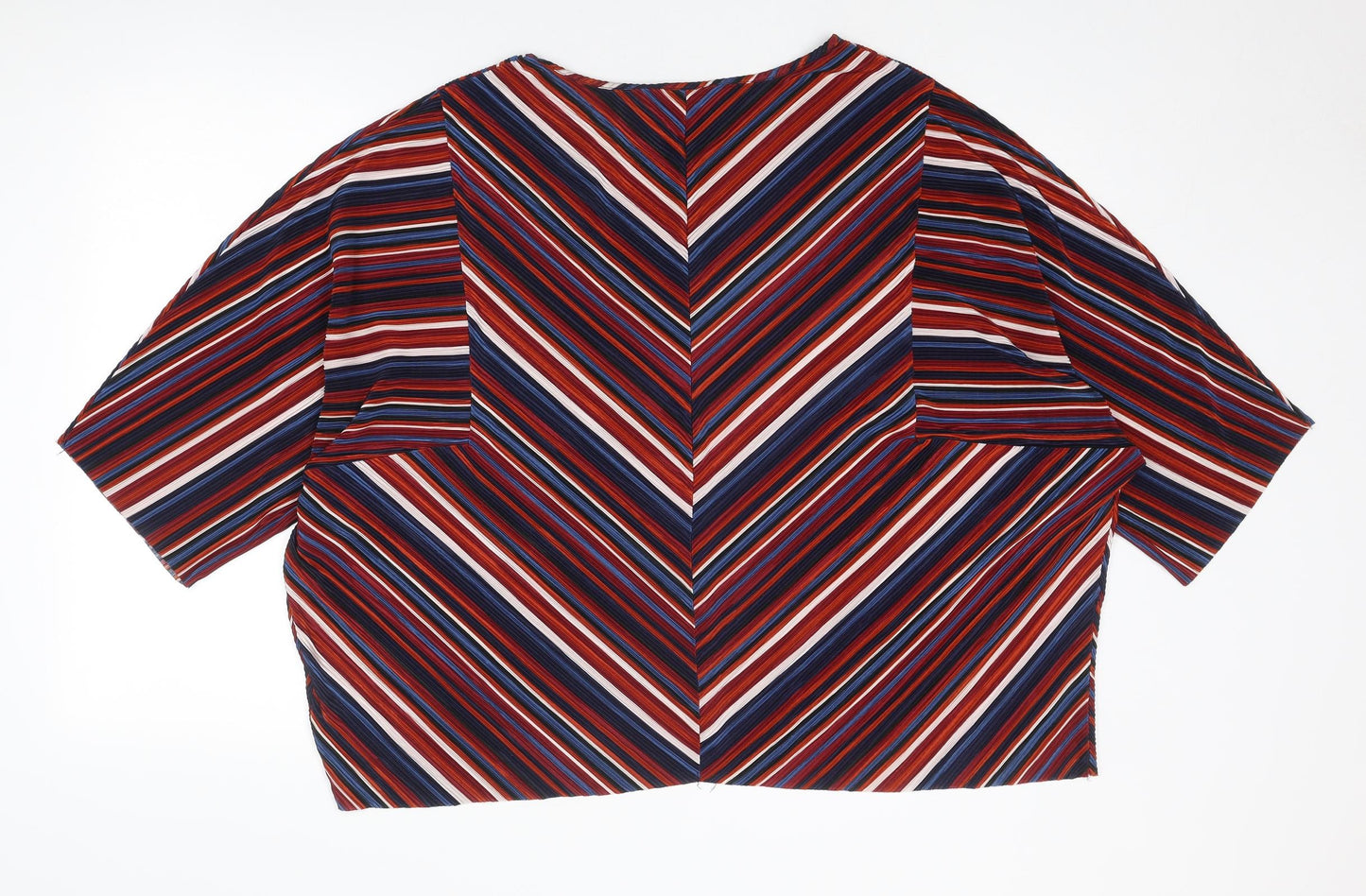 Bonmarché Womens Multicoloured Striped Polyester Basic Blouse Size 24 Boat Neck - Size 24-26
