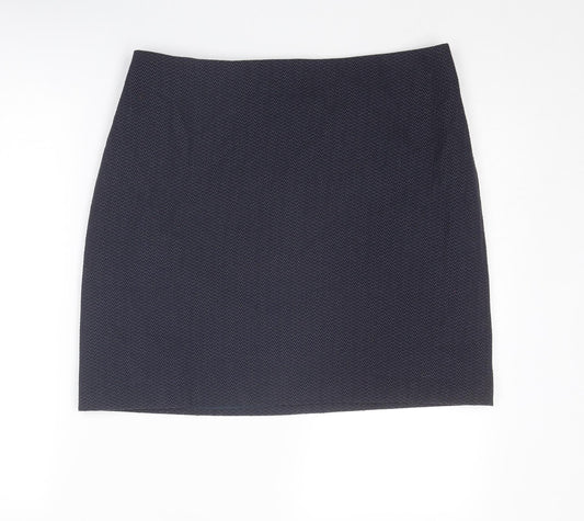 Monsoon Womens Blue Geometric Polyester A-Line Skirt Size 14 Zip