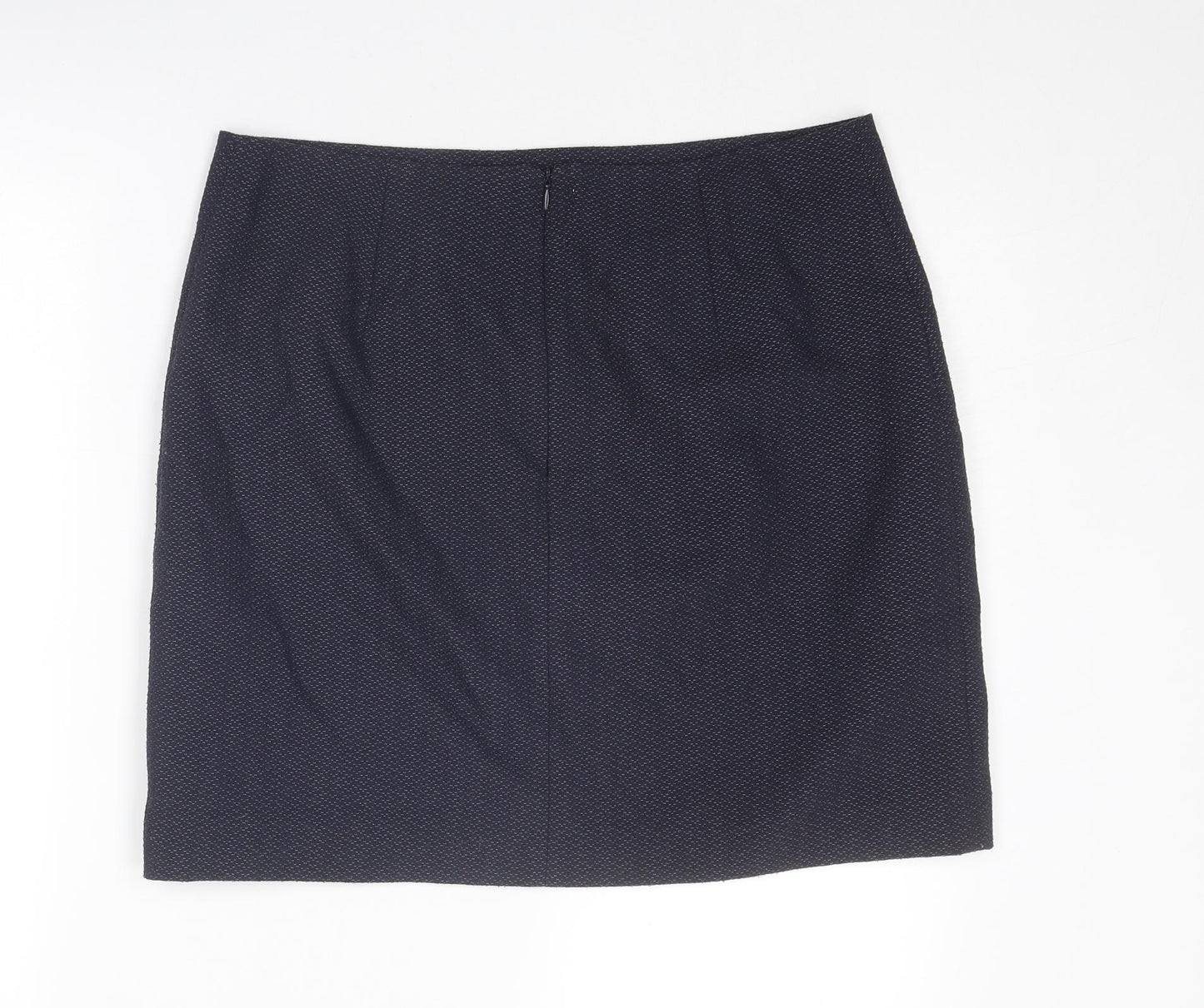 Monsoon Womens Blue Geometric Polyester A-Line Skirt Size 14 Zip