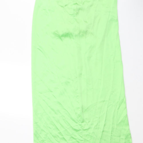 Zara Womens Green Polyester A-Line Skirt Size S Zip
