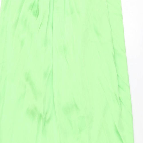 Zara Womens Green Polyester A-Line Skirt Size S Zip