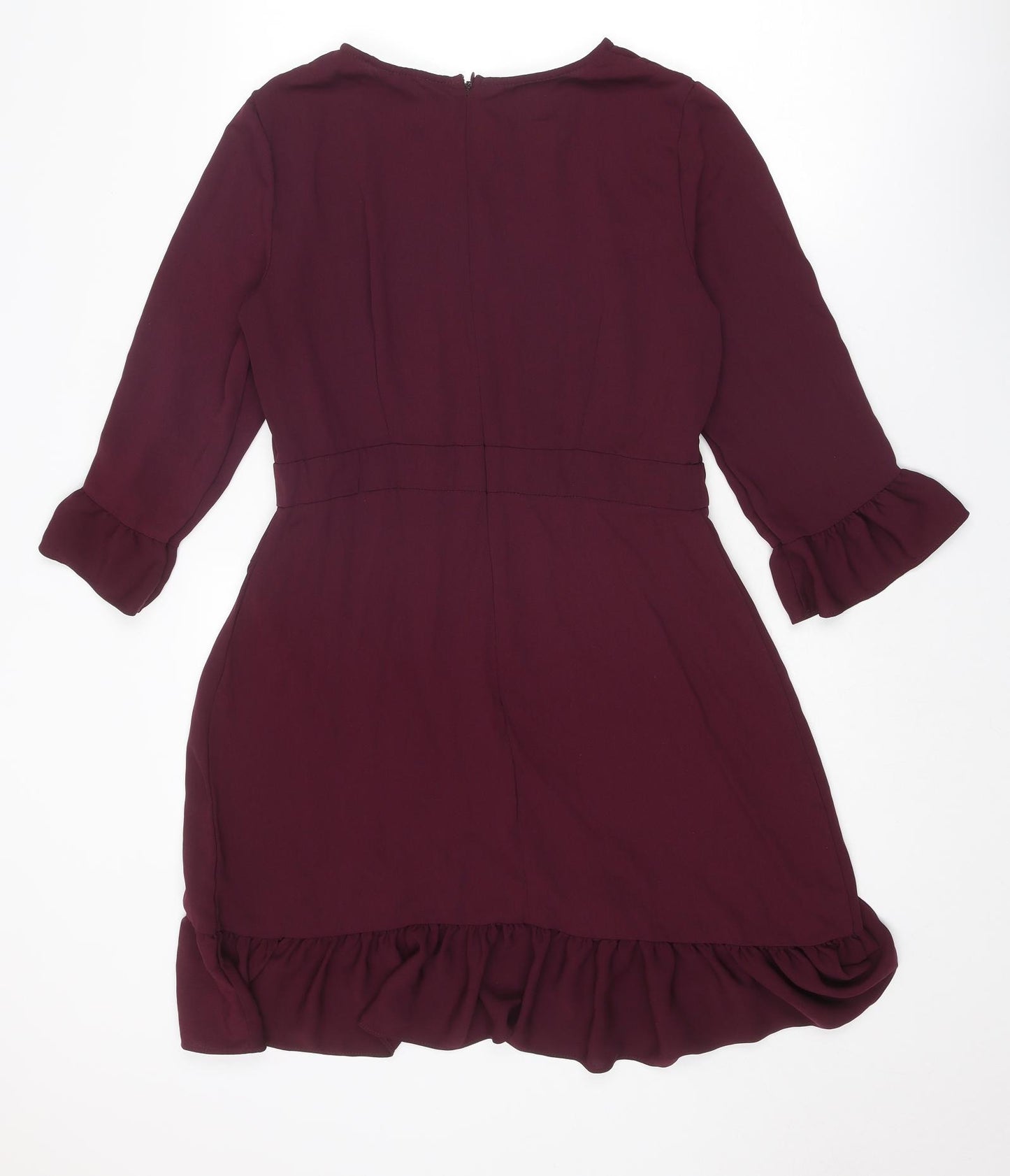 Miss Selfridge Womens Purple Polyester Skater Dress Size 14 Round Neck Zip