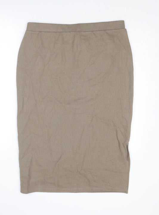 Marks and Spencer Womens Brown Polyester Straight & Pencil Skirt Size 14