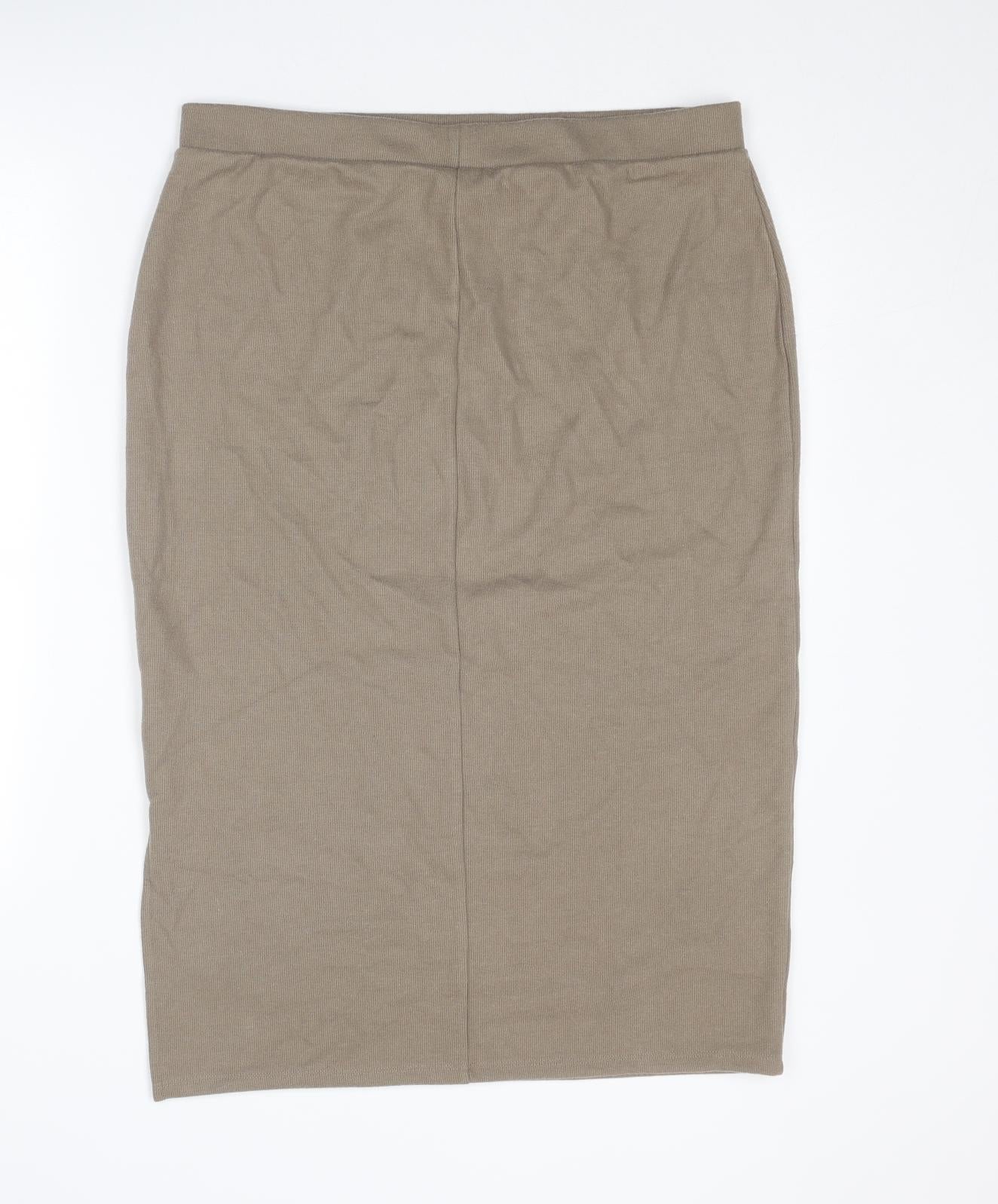 Marks and Spencer Womens Brown Polyester Straight & Pencil Skirt Size 14