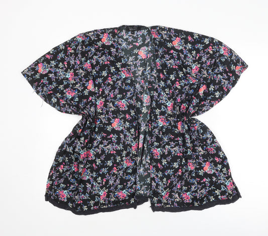New Look Girls Multicoloured Floral Polyester Kimono Blouse Size S V-Neck - Open