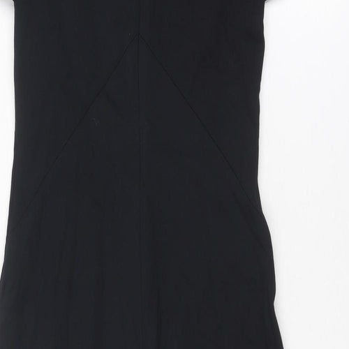 Marks and Spencer Womens Black Viscose A-Line Size 6 V-Neck Zip