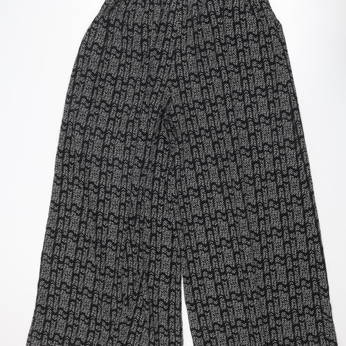 Kiabi Womens Black Geometric Polyester Trousers Size 16 Regular