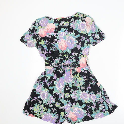 Warehouse Womens Multicoloured Floral Viscose Playsuit One-Piece Size 8 Button