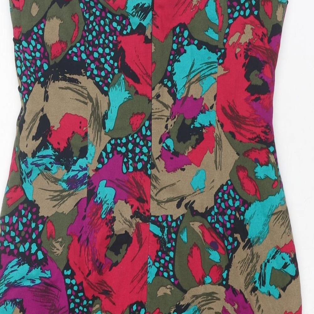 ASOS Womens Multicoloured Floral Cotton A-Line Size 10 Off the Shoulder Zip