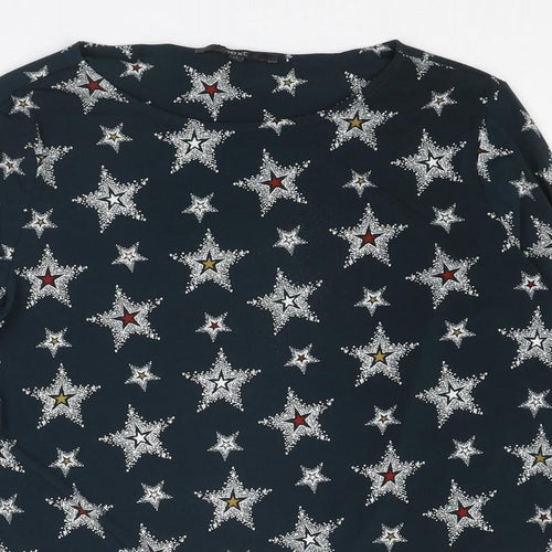NEXT Womens Grey Geometric Polyester Basic Blouse Size 14 Round Neck - Star Print